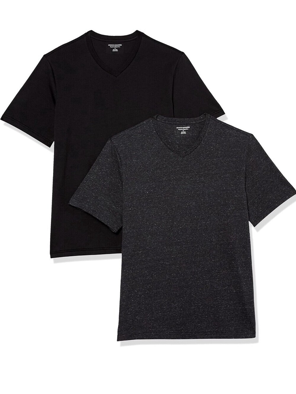 Amazon Essentials Mens 2 Pack V-Neck T-Shirt XL Short-Sleeve Cotton Blk Charcoal